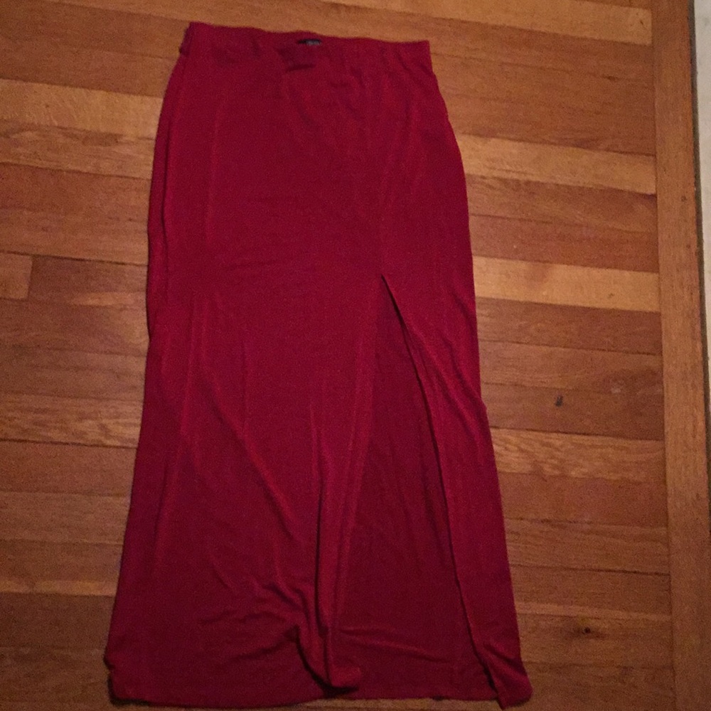 Red maxi skirt with slit